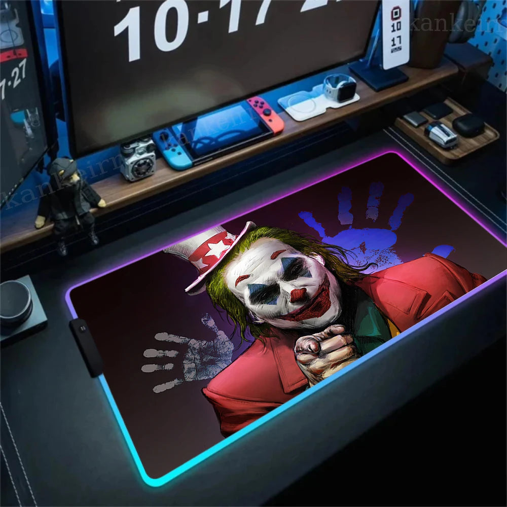 RGB J-jokers Mousepad Pc Gamer Keyboard Mouse Pad LED Glowing Mouse Mats Rubber Gaming Computer Mausepad