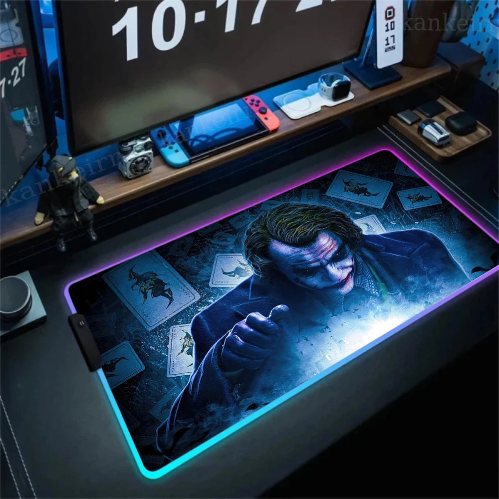 RGB J-jokers Mousepad Pc Gamer Keyboard Mouse Pad LED Glowing Mouse Mats Rubber Gaming Computer Mausepad