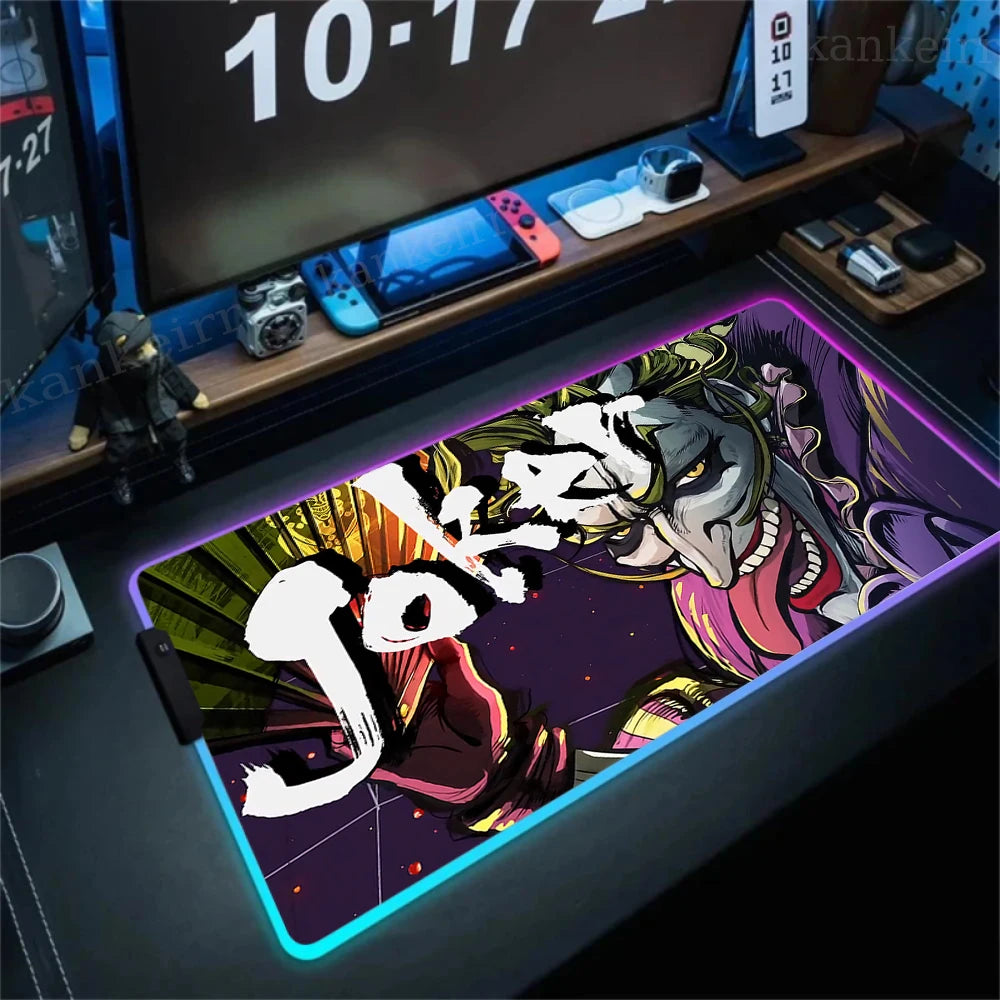 RGB J-jokers Mousepad Pc Gamer Keyboard Mouse Pad LED Glowing Mouse Mats Rubber Gaming Computer Mausepad