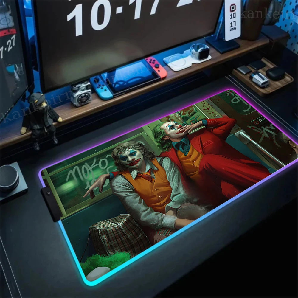 RGB J-jokers Mousepad Pc Gamer Keyboard Mouse Pad LED Glowing Mouse Mats Rubber Gaming Computer Mausepad