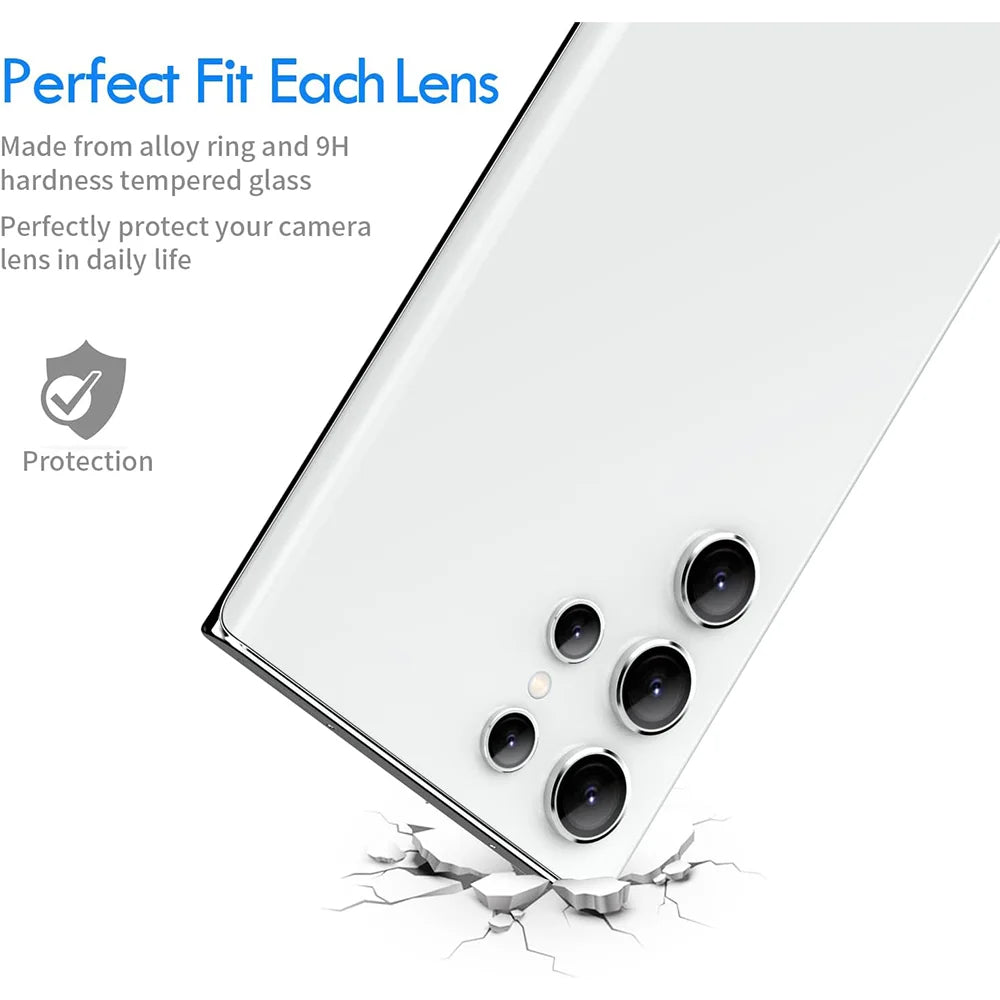 Camera Metal Lens Ring Glass Case For Samsung Galaxy S22 S23 Ultra S24 Plus S25 Ultra Camera Lens Screen Protector Lens Cover