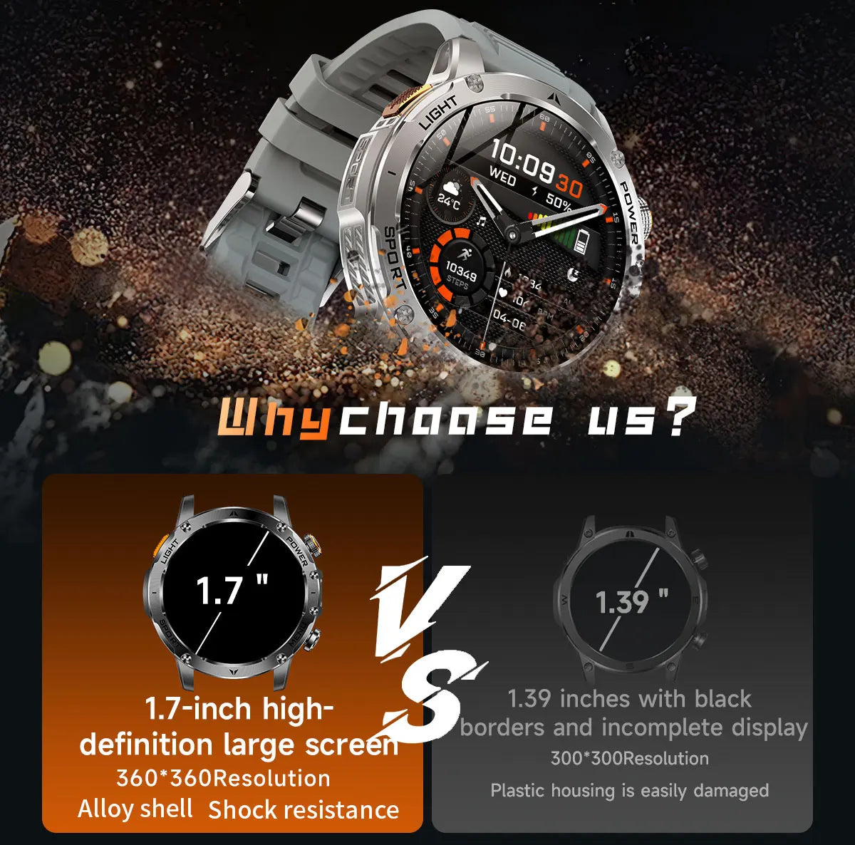 2025 New Military T-Rex 3 Ultra 1000mAh Battery Smart Watch 5ATM Waterproof Flashlight Heart Rate Sports tracker Smartwatch Men