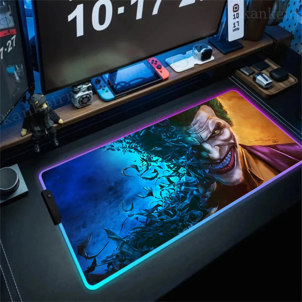 RGB J-jokers Mousepad Pc Gamer Keyboard Mouse Pad LED Glowing Mouse Mats Rubber Gaming Computer Mausepad