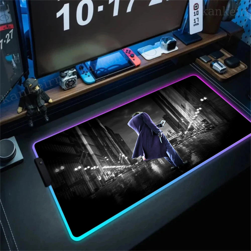 RGB J-jokers Mousepad Pc Gamer Keyboard Mouse Pad LED Glowing Mouse Mats Rubber Gaming Computer Mausepad