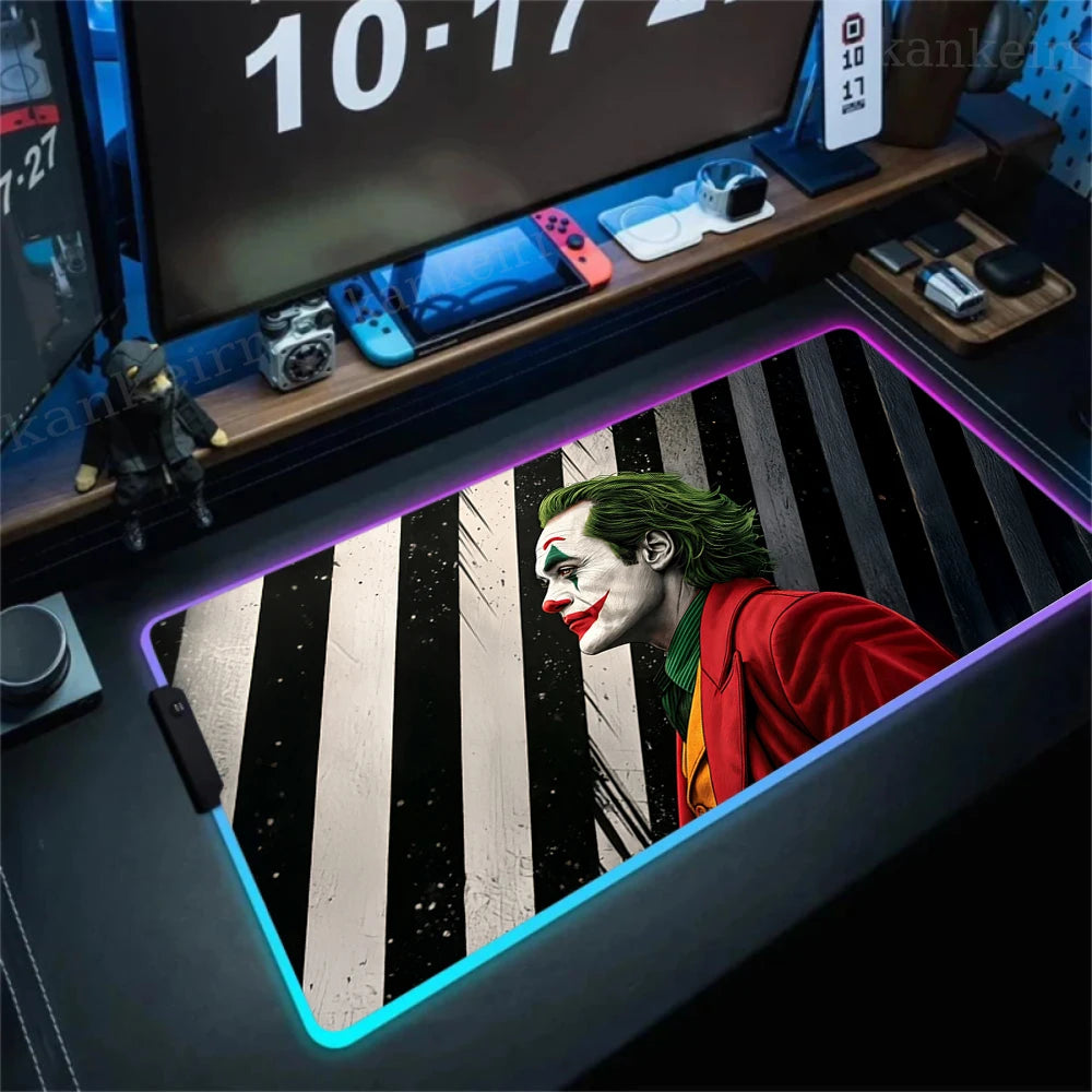 RGB J-jokers Mousepad Pc Gamer Keyboard Mouse Pad LED Glowing Mouse Mats Rubber Gaming Computer Mausepad