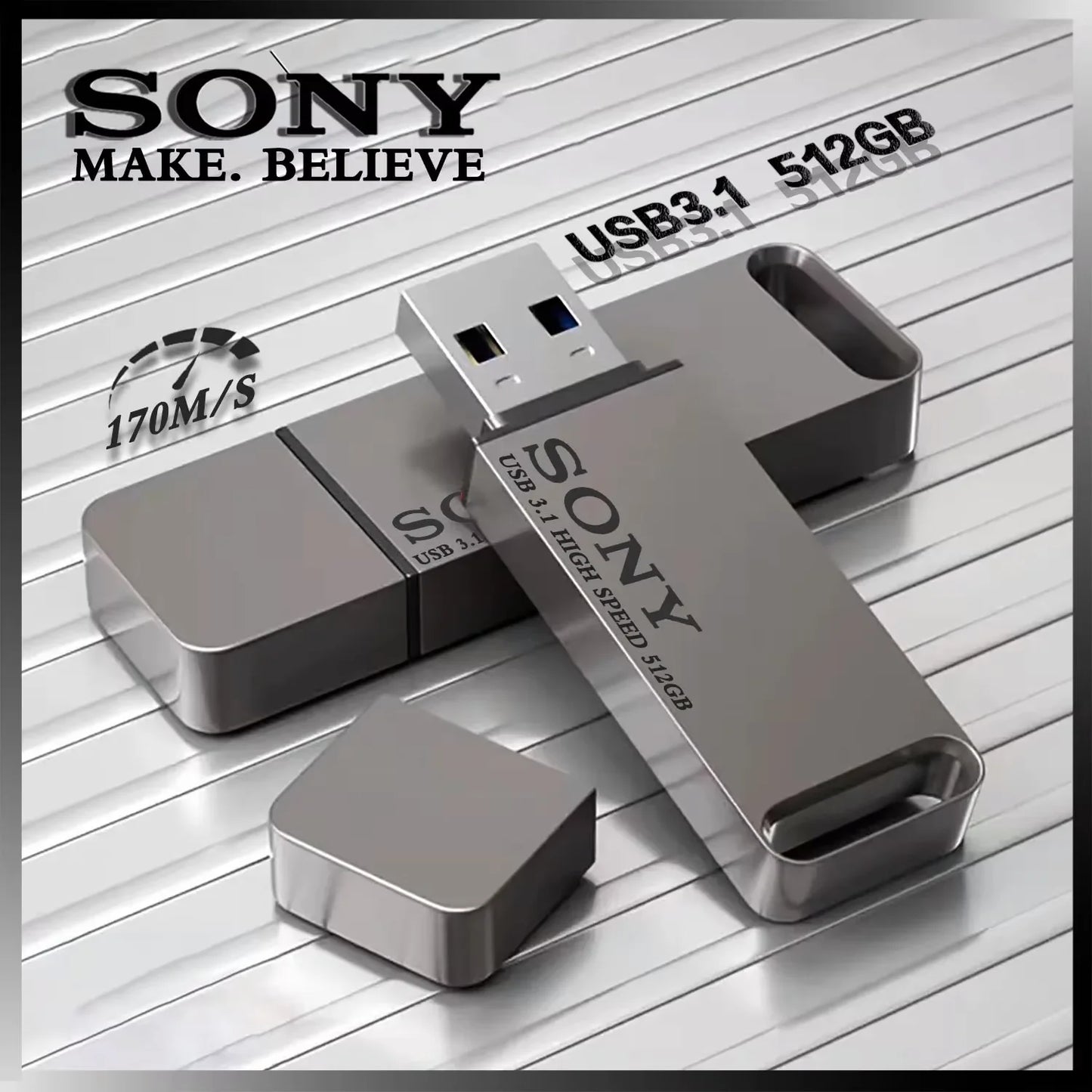 Sony 2TB USB 3.1 Type-C High-Speed Flash Drive Metal U Disk Waterproof Memory Stick for PC Phone Data Transfer