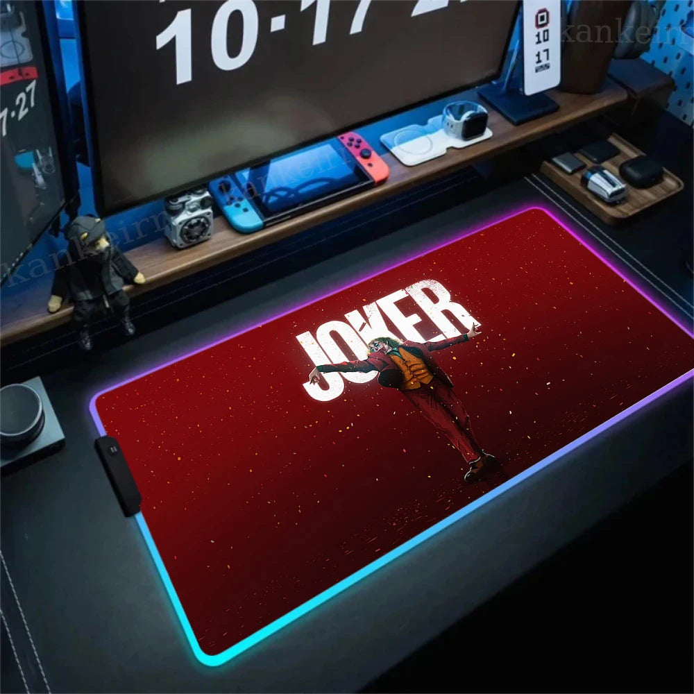 RGB J-jokers Mousepad Pc Gamer Keyboard Mouse Pad LED Glowing Mouse Mats Rubber Gaming Computer Mausepad