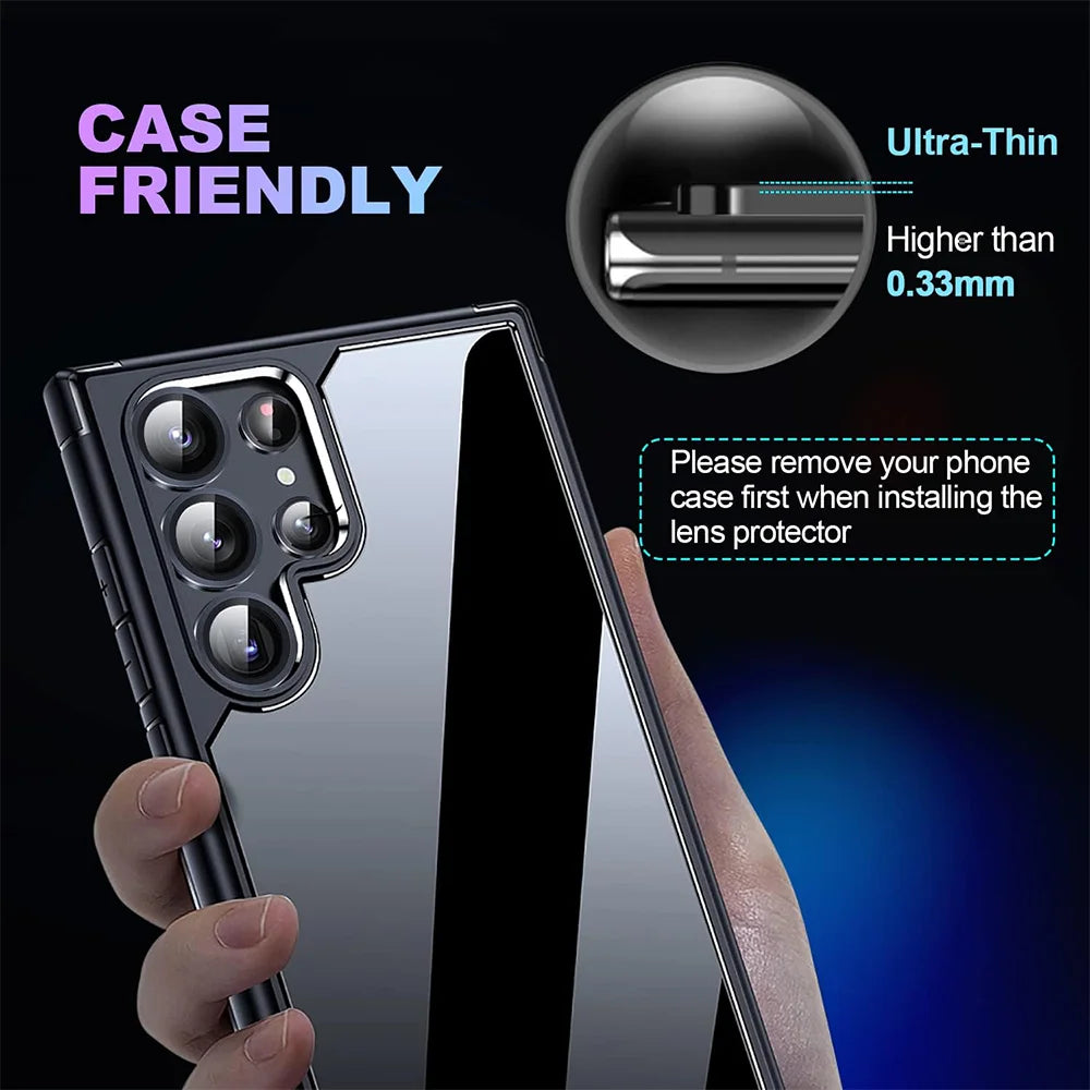 Camera Metal Lens Ring Glass Case For Samsung Galaxy S22 S23 Ultra S24 Plus S25 Ultra Camera Lens Screen Protector Lens Cover