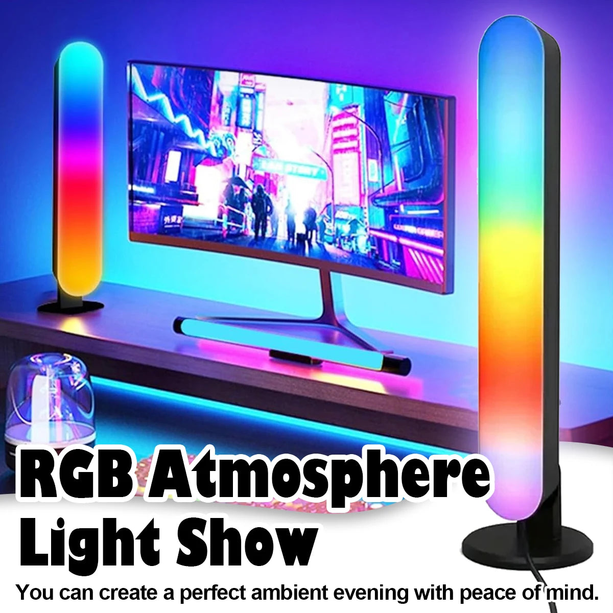 Smart Led Strip Lights With Remote Control With-remote Rgb Light Bar Lamp Sync With-music Atmosphere Decoration Desktop For-room