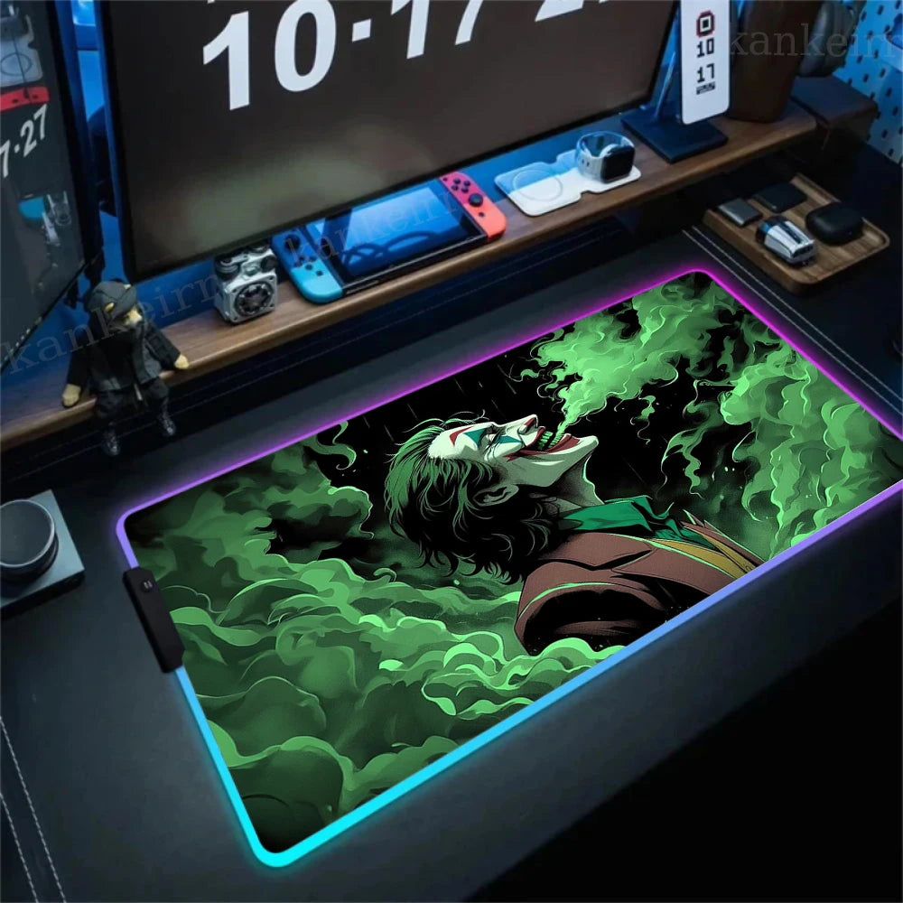 RGB J-jokers Mousepad Pc Gamer Keyboard Mouse Pad LED Glowing Mouse Mats Rubber Gaming Computer Mausepad