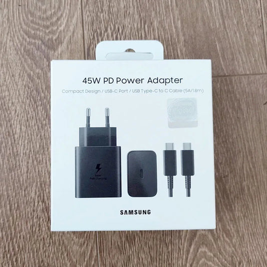 EP-T4510 Samsung 45W PD Super Fast GaN Charger EU Power Adapter 1.8M 5A USB Type-C Cable For Galaxy A56 A36 M56 C55 M55 F55 S25+