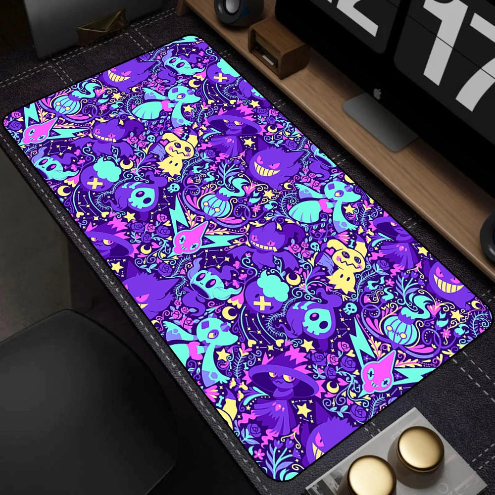 Colorful Gaming Keyboard Rug Laptop Japan Cool Anime Mouse Pad XXL Black P-pokemon Desk Mat PC G-gengar Gamer Cabinet Mousepad