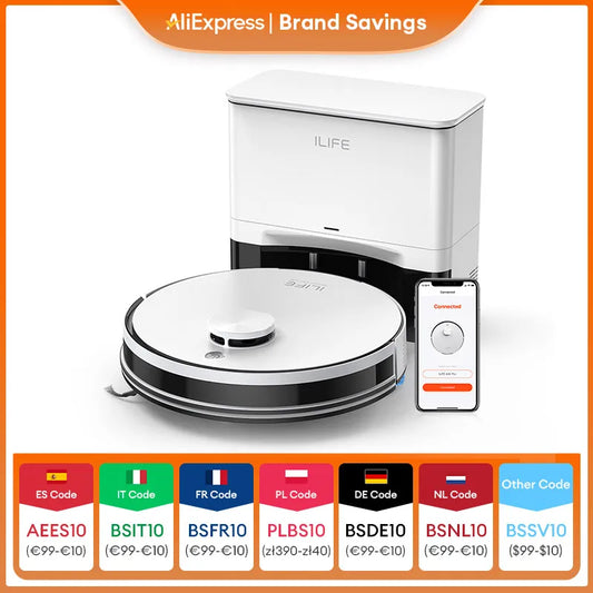 ILIFE A30 PRO 5000Pa Suction, Robot Vacuum and Mop Combo, Self emptying, 60 day capacity,  App/remote , 180 minute running time