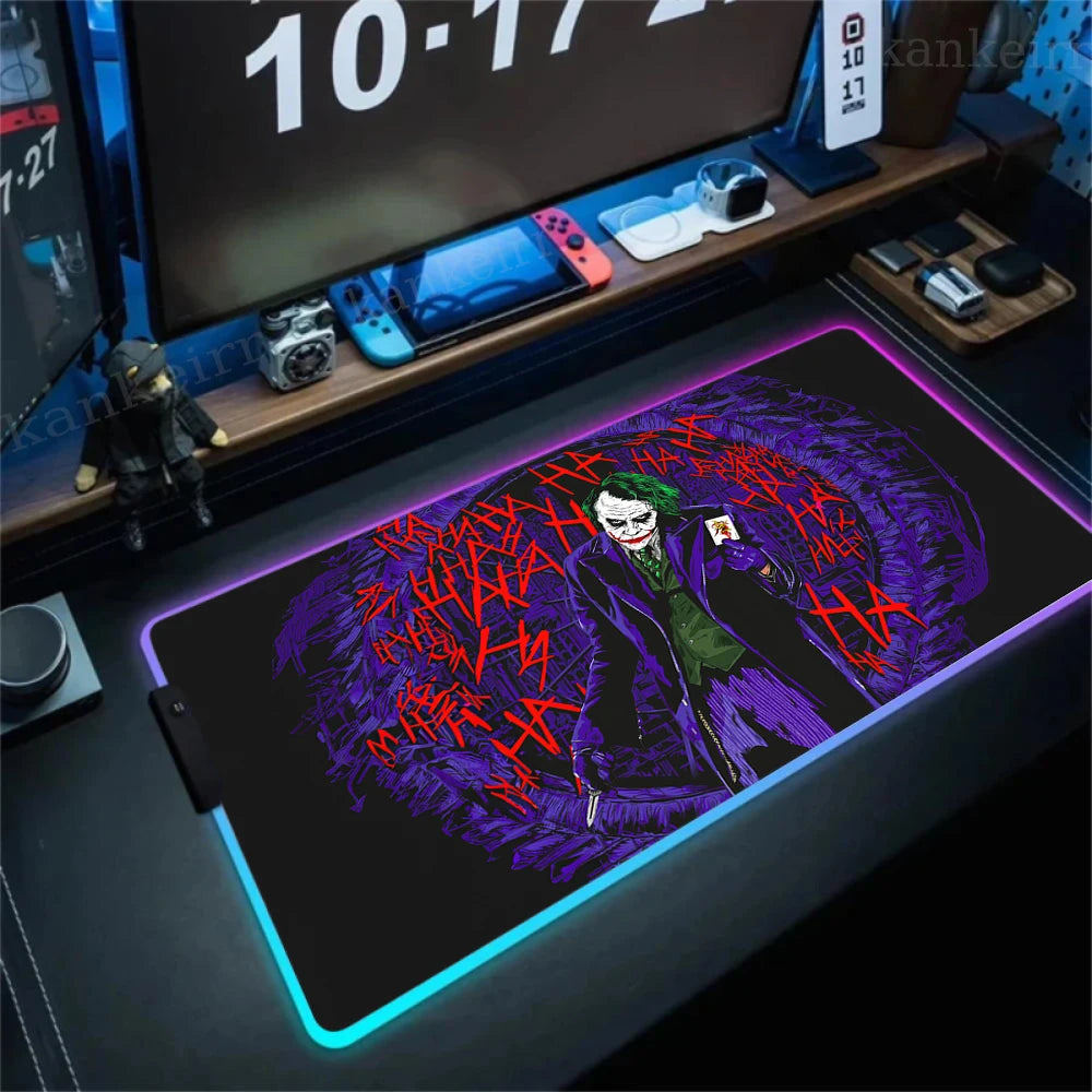 RGB J-jokers Mousepad Pc Gamer Keyboard Mouse Pad LED Glowing Mouse Mats Rubber Gaming Computer Mausepad