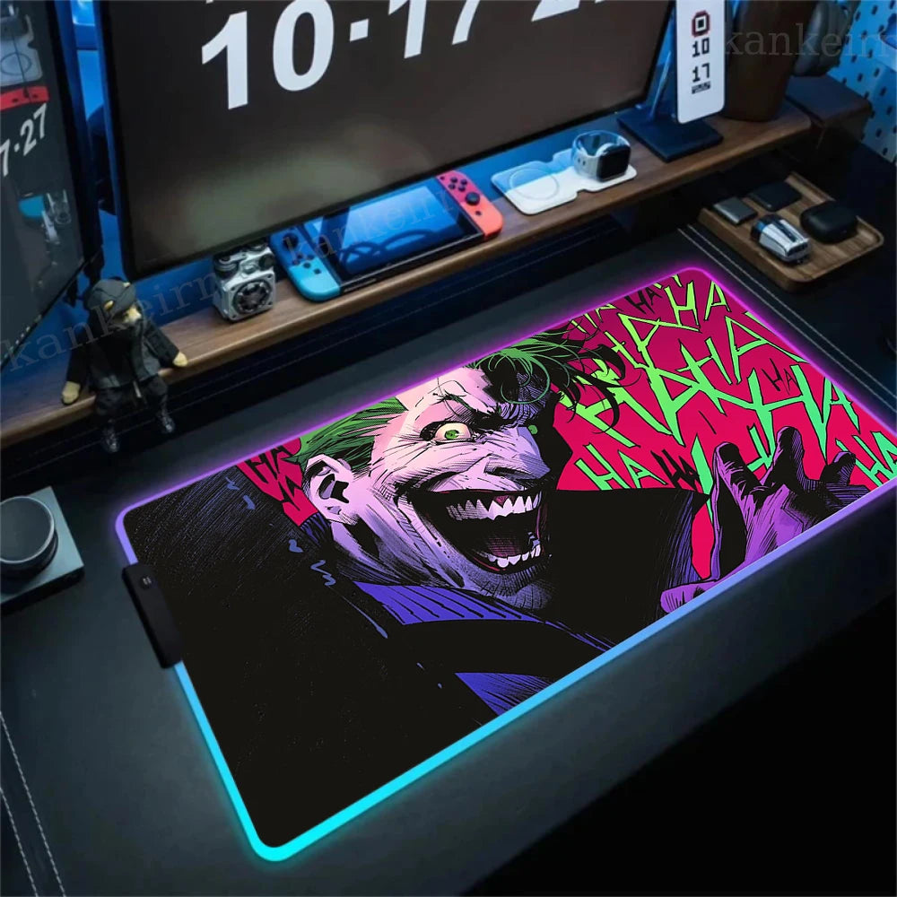 RGB J-jokers Mousepad Pc Gamer Keyboard Mouse Pad LED Glowing Mouse Mats Rubber Gaming Computer Mausepad