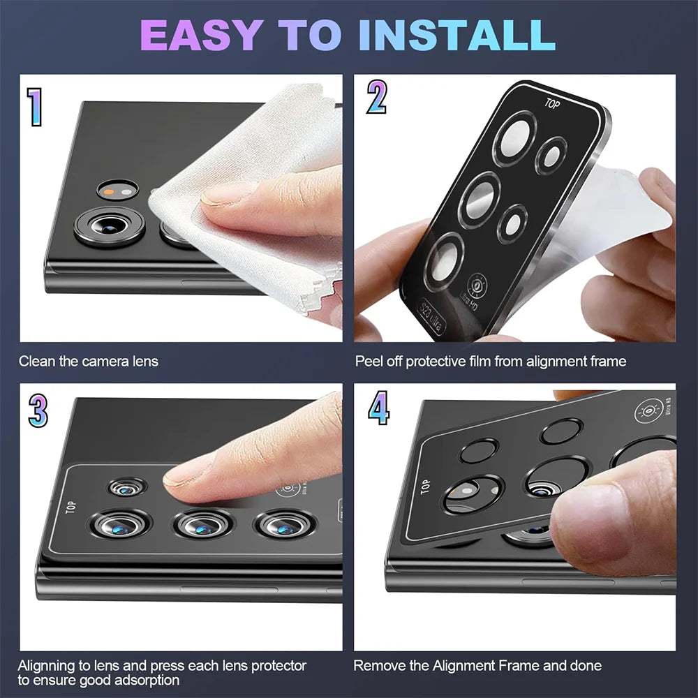 Camera Metal Lens Ring Glass Case For Samsung Galaxy S22 S23 Ultra S24 Plus S25 Ultra Camera Lens Screen Protector Lens Cover