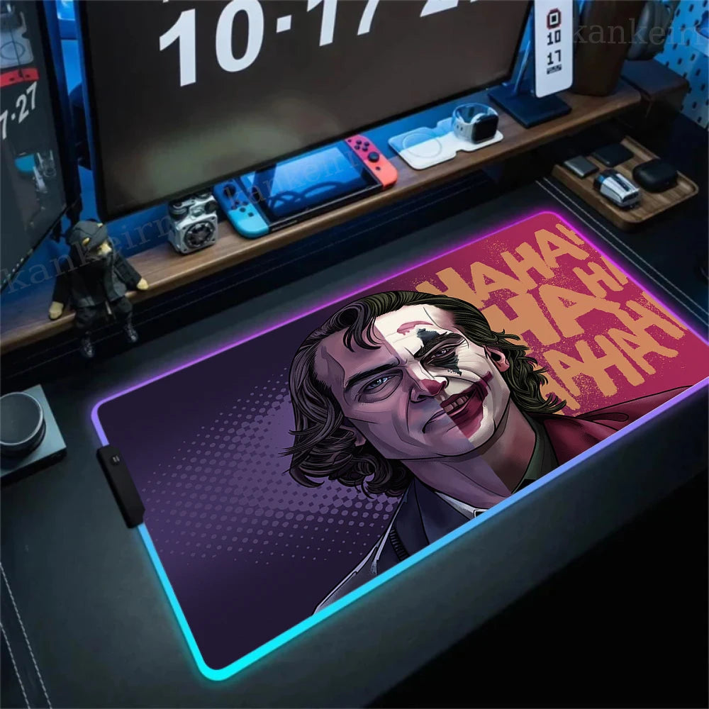 RGB J-jokers Mousepad Pc Gamer Keyboard Mouse Pad LED Glowing Mouse Mats Rubber Gaming Computer Mausepad