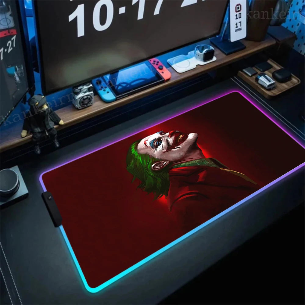 RGB J-jokers Mousepad Pc Gamer Keyboard Mouse Pad LED Glowing Mouse Mats Rubber Gaming Computer Mausepad