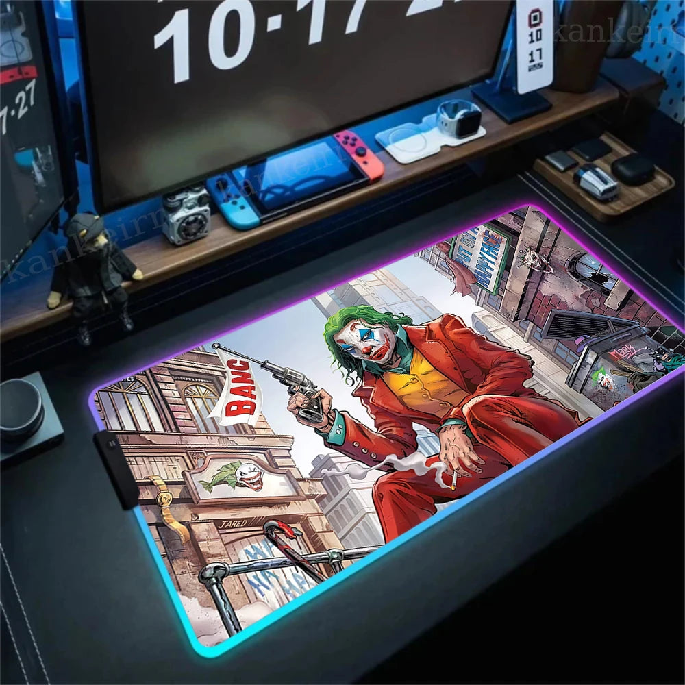 RGB J-jokers Mousepad Pc Gamer Keyboard Mouse Pad LED Glowing Mouse Mats Rubber Gaming Computer Mausepad