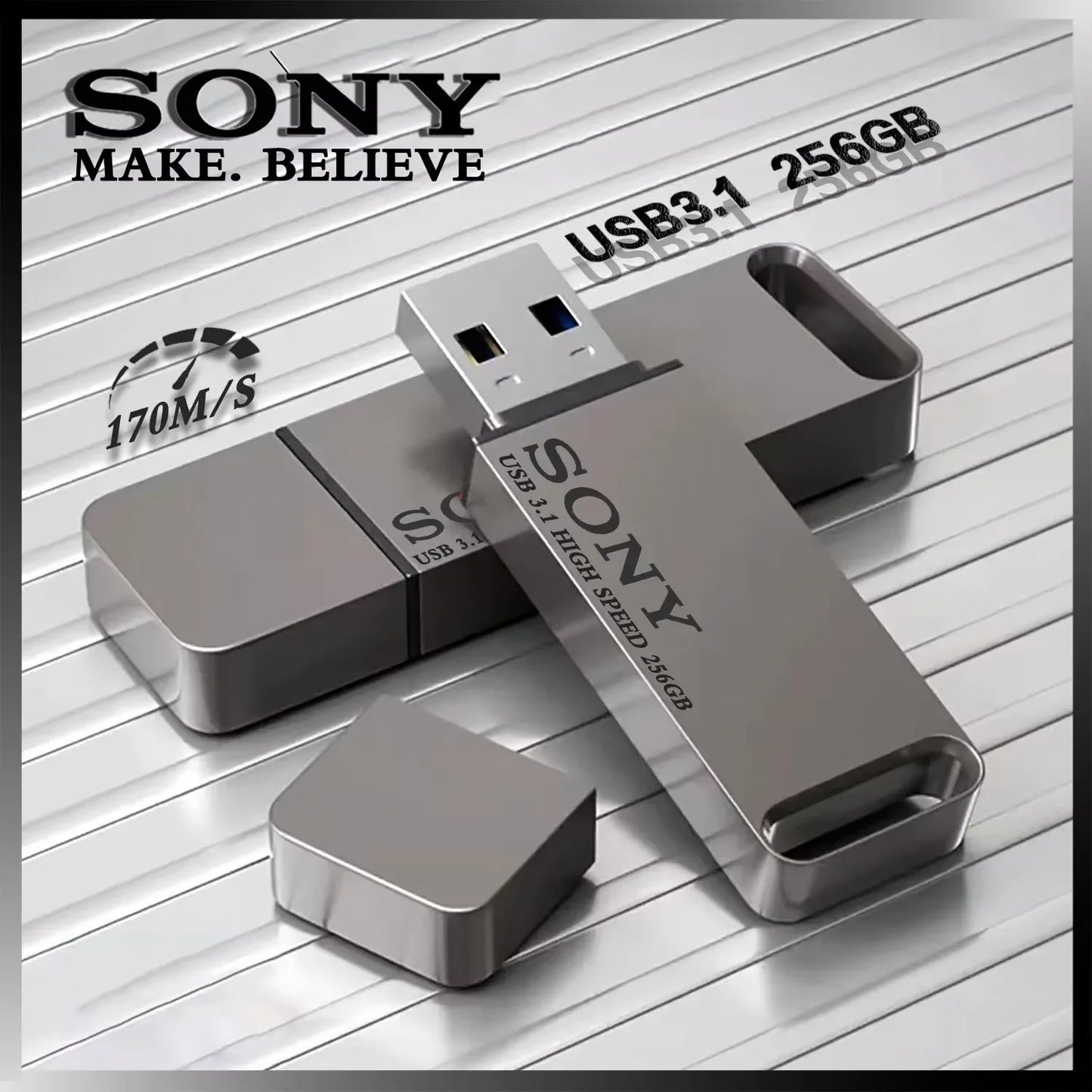 Sony 2TB USB 3.1 Type-C High-Speed Flash Drive Metal U Disk Waterproof Memory Stick for PC Phone Data Transfer