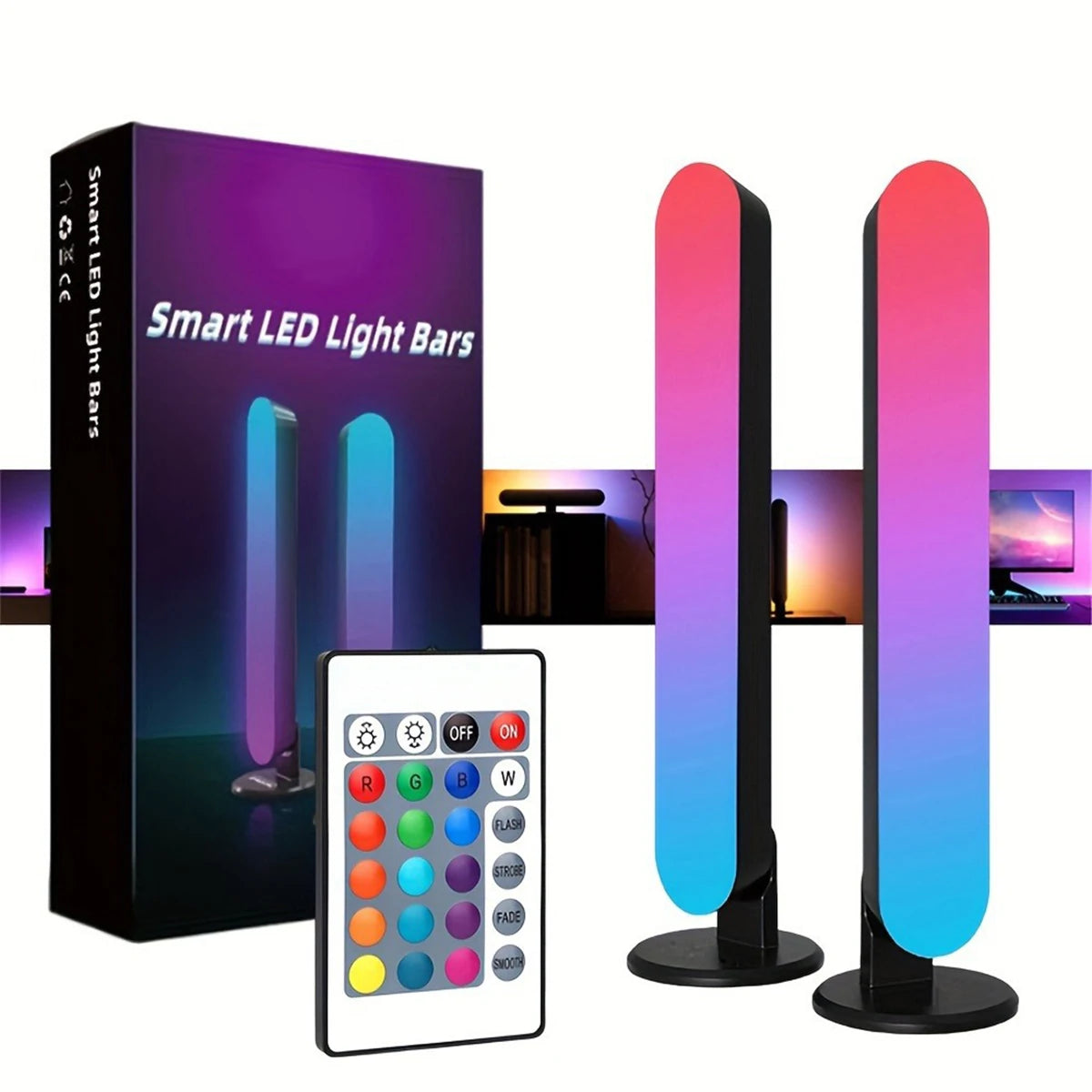 Smart Led Strip Lights With Remote Control With-remote Rgb Light Bar Lamp Sync With-music Atmosphere Decoration Desktop For-room