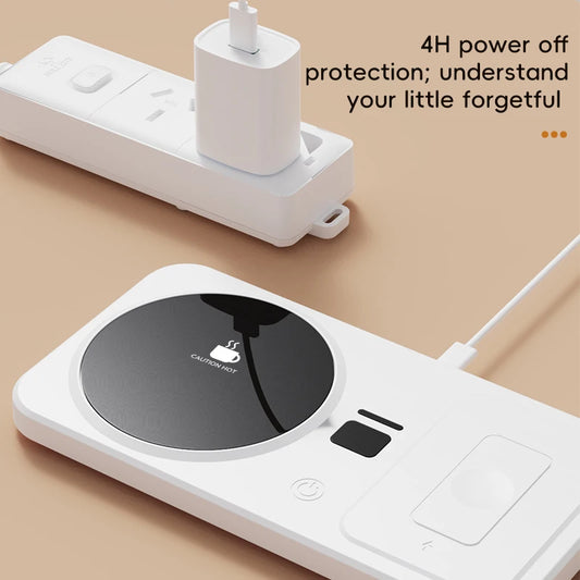 2 in 1 Wireless Charging Thermostatic Cup Mat Coffee milk Heating Cup Three Gears Heating  Control Cup Mat