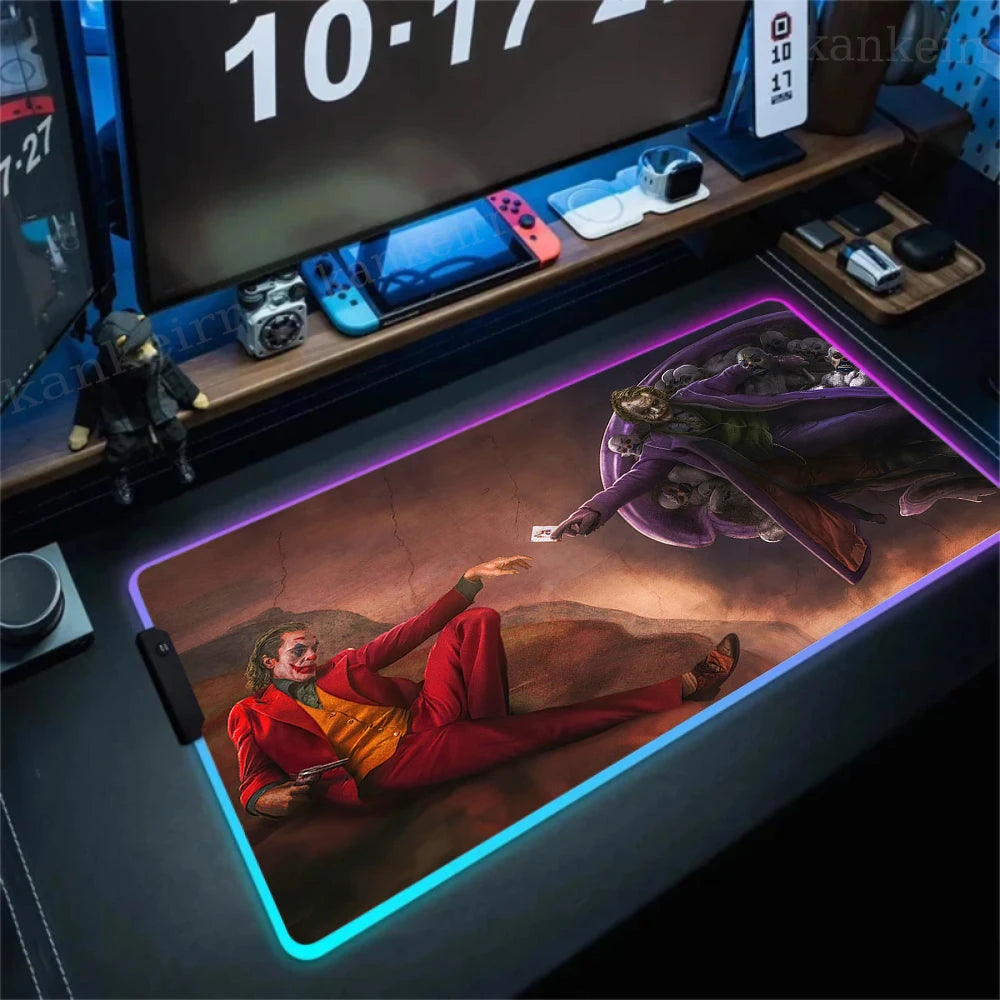 RGB J-jokers Mousepad Pc Gamer Keyboard Mouse Pad LED Glowing Mouse Mats Rubber Gaming Computer Mausepad