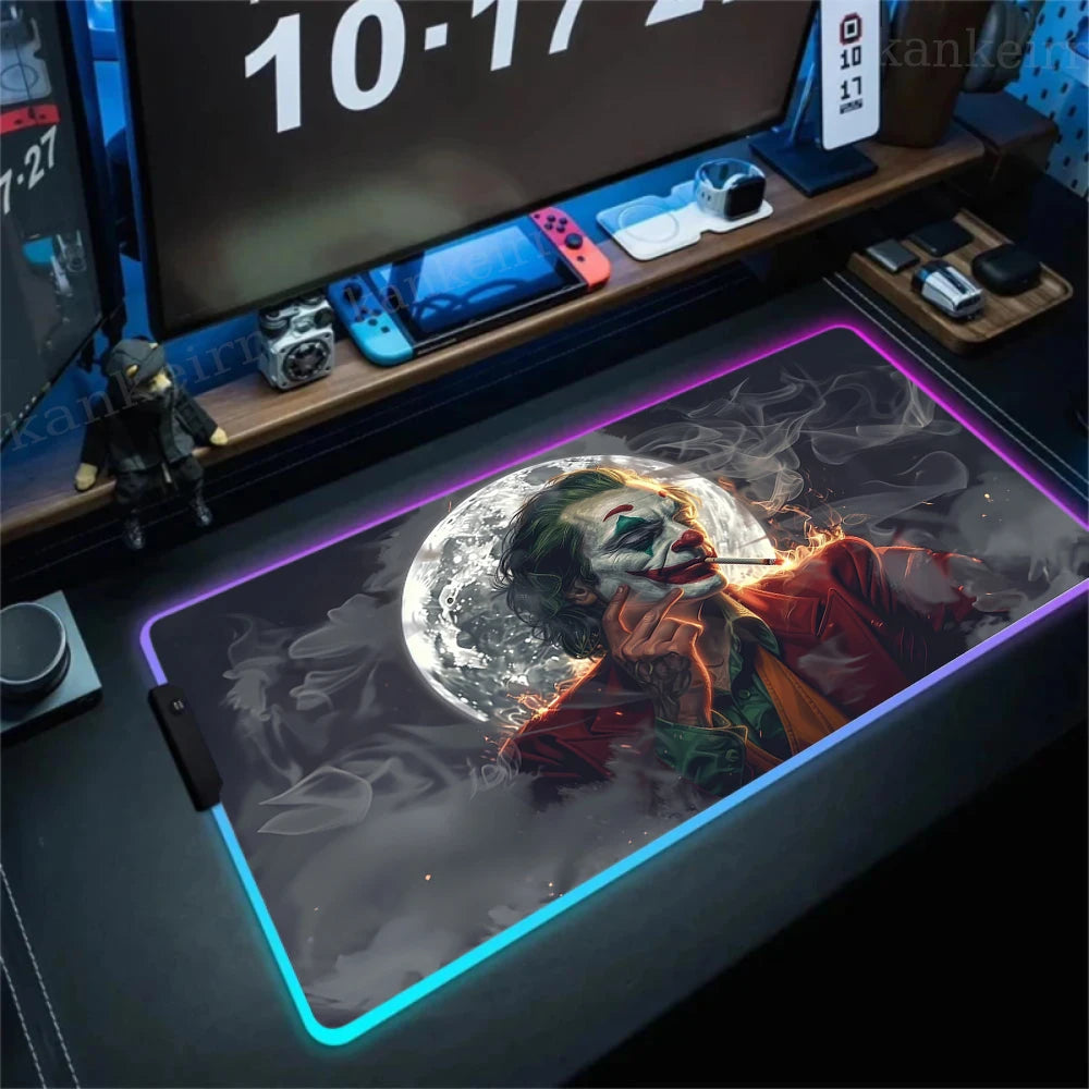 RGB J-jokers Mousepad Pc Gamer Keyboard Mouse Pad LED Glowing Mouse Mats Rubber Gaming Computer Mausepad
