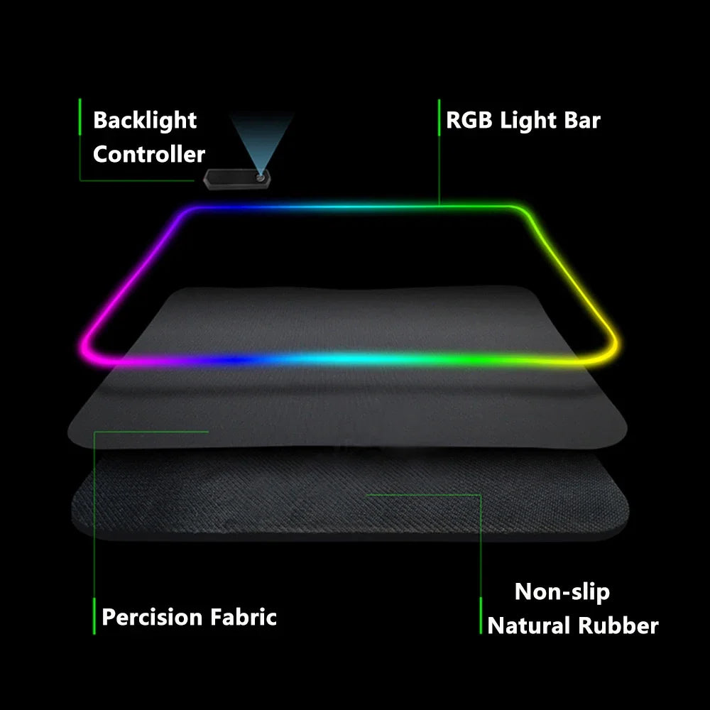 RGB J-jokers Mousepad Pc Gamer Keyboard Mouse Pad LED Glowing Mouse Mats Rubber Gaming Computer Mausepad