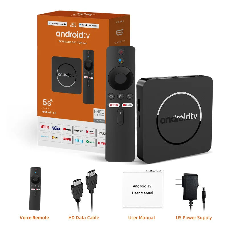 Q10 Android14 8K HDR10+ Smart TV Box Allwinner H313 128G Dual Wifi BT5.0 Set Top Box Media Player with Google Voice Assistant