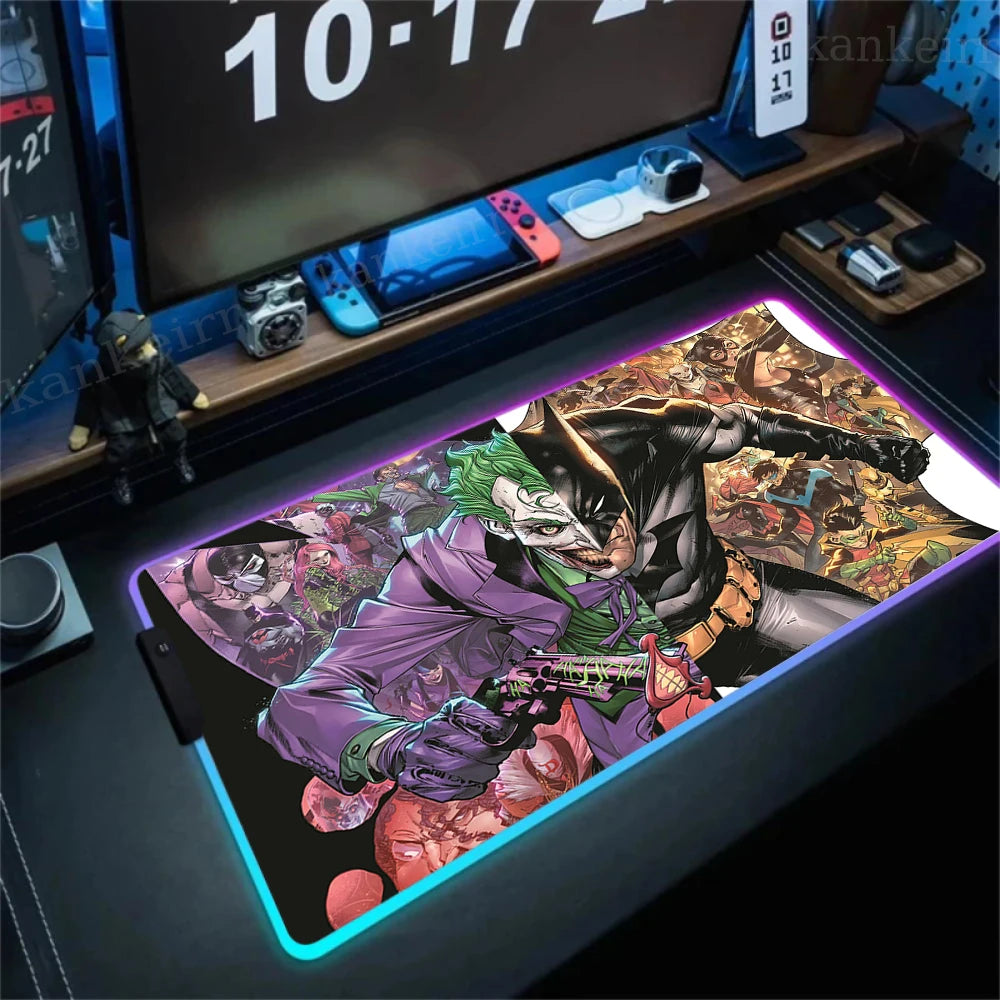 RGB J-jokers Mousepad Pc Gamer Keyboard Mouse Pad LED Glowing Mouse Mats Rubber Gaming Computer Mausepad