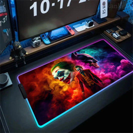 RGB J-jokers Mousepad Pc Gamer Keyboard Mouse Pad LED Glowing Mouse Mats Rubber Gaming Computer Mausepad